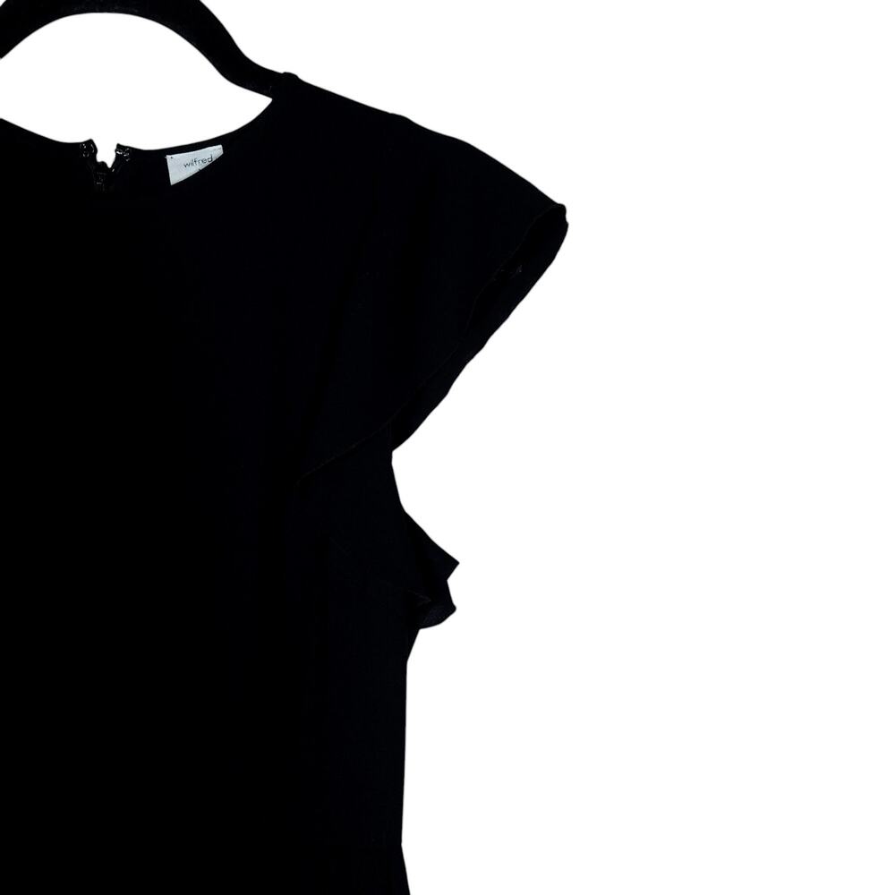 Wilfred by Aritzia Womens Fleurette Midi Dress 2 Black Ruffle Sleeve Dressy - Picture 2 of 16